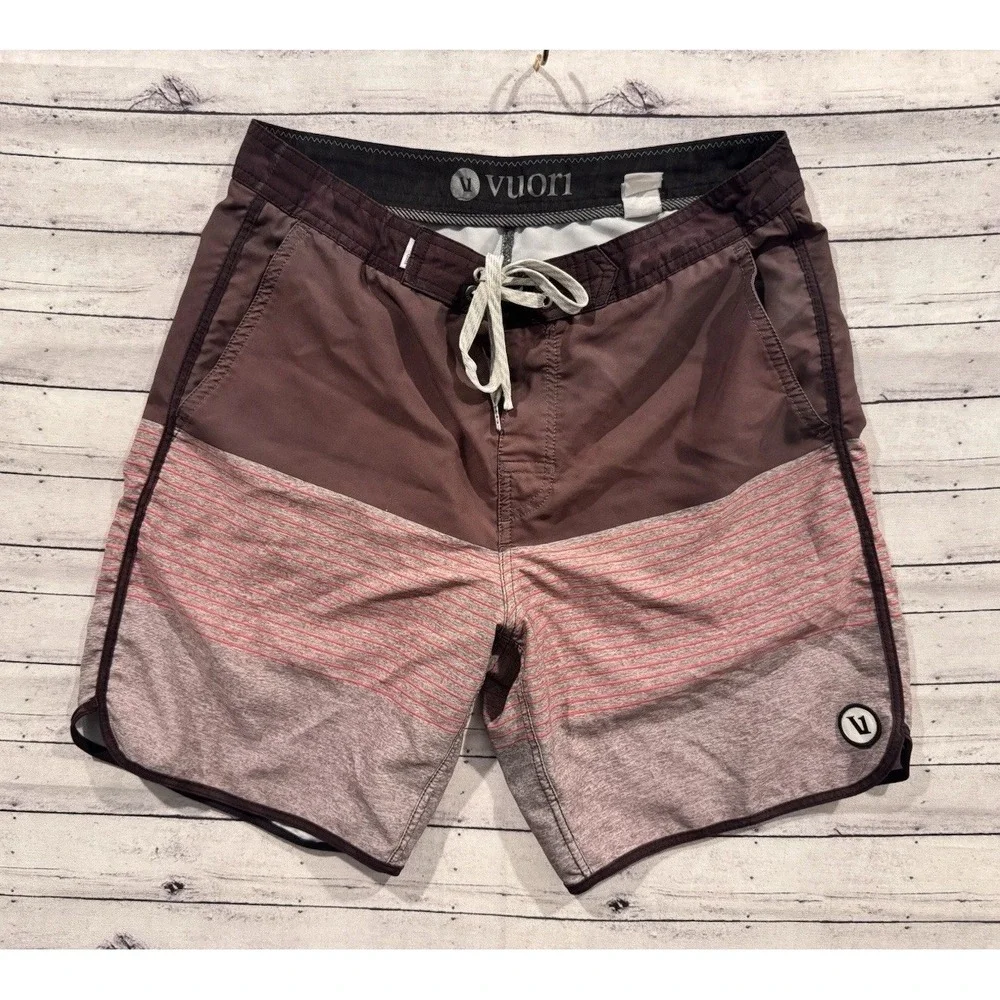 Vuori Board Shorts Mens 32 Red Stretch Surf Coastal Swim Trunk Unlined 7